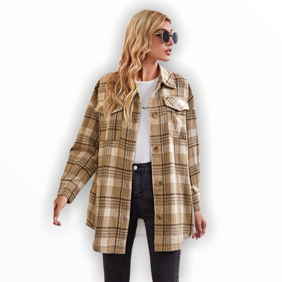 Jackets & Blazers - 🦌 Front Plaid Collard Stylish Coat